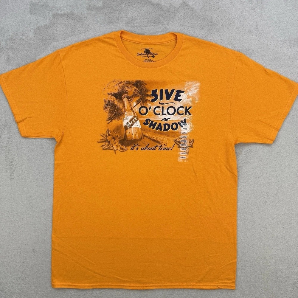 Island Shores Shirt Mens 2XL Orange Five‎ OClock Shadow Beer Tropical T Shirt